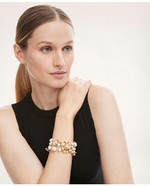 Brooks Brothers Women's Botanical Motif Statement Bracelet White