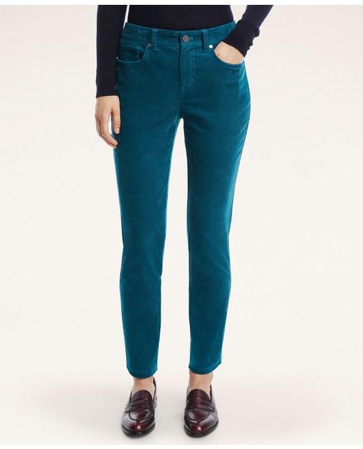 Brooks Brothers Women's Fine Wale 5-Pocket Corduroy Pants Teal