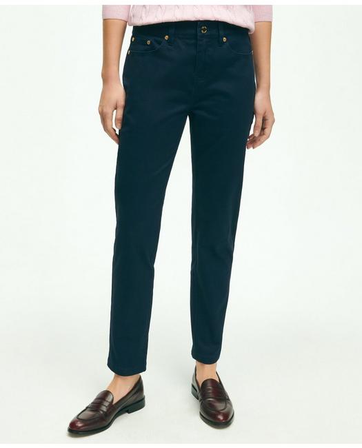 Brooks Brothers Women's Stretch Cotton Five-Pocket Pants Navy