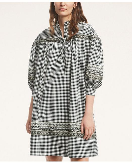 Brooks Brothers Women's Flannel Folklore Gingham Shirt Dress Black/White